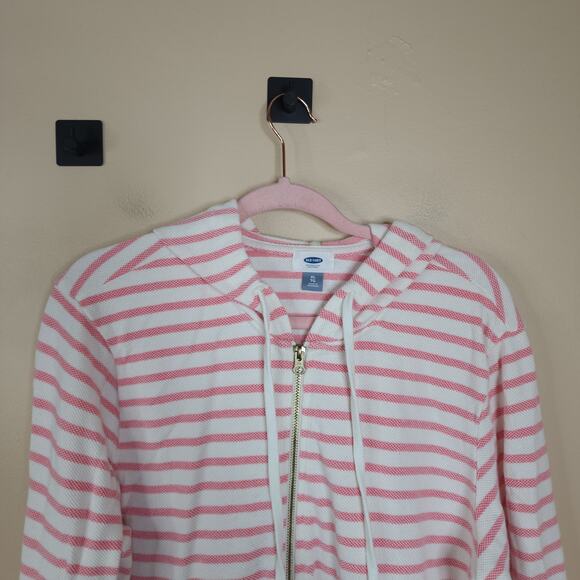 Old Navy Full Zip Striped Hooded Sweatshirt Size XL - Picture 2 of 11
